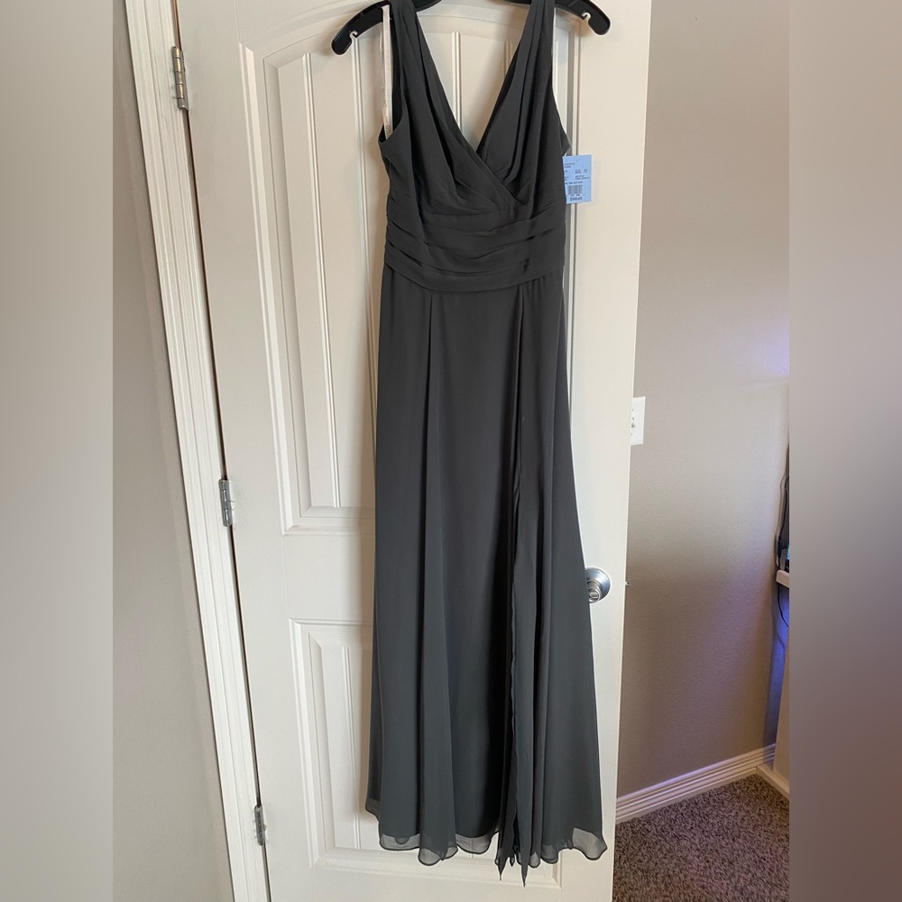 David’s Bridal Graphite Bridesmaid Dress
